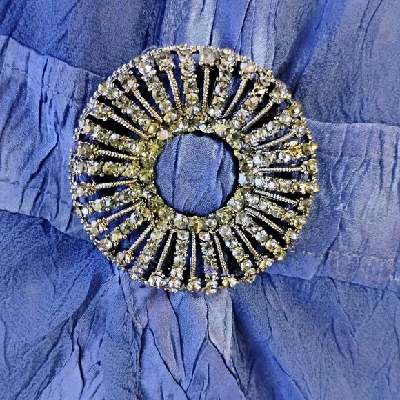 Komarov Sheer Cardigan Topper Women Small Blue Brooch Crinkle Mother Of Bride - Picture 9 of 11